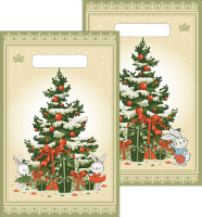 Пакет вырубная ручка 300х200х0,030 Ретро-елка ПВД /100/3000