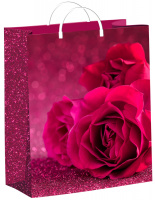 Пакет-сумка мягкая пласт ручка 260х240х0,140 Малиновые розы /40