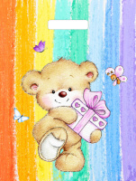 Пакет вырубная ручка 400х310х0,060 Подарок от мишутки ПВД /50/500