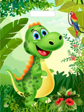 Пакет вырубная ручка 400х310х0,060 ламин Динозаврик /50/500