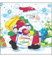 Салфетки бумажные  Лилия 24х24 с рисунком "Дед Мороз с подарками" 1сл 40л/32