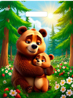 Пакет вырубная ручка 400х310х0,060 ламин Обнимашки /50/500