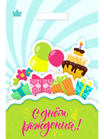 Пакет вырубная ручка 300х200х0,030 Подарочный кекс ПВД /100/3000