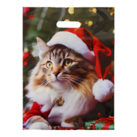 Пакет вырубная ручка 400х310х0,060 Новогодний Мур /50/500