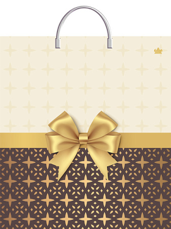 Пакет-сумка пласт ручка 360х370х0,100 Золотистый бантик ПВД /10/100