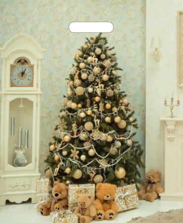 Пакет вырубная ручка 450х380х0,060 ламин Мишки под елкой /50/500