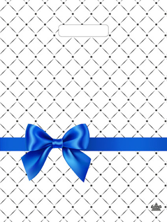 Пакет вырубная ручка 400х310х0,030 Синий бантик ПВД /50/1300