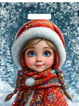 Пакет вырубная ручка 400х310х0,030  Снегурушка ПВД/50/1300