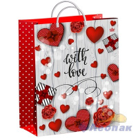 Пакет-сумка мягкая пласт ручка 400х300х0,140  Дарите любовь/40