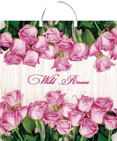 Пакет-сумка пласт ручка 440х400х0,100 Дикие розы ПВД /10/100