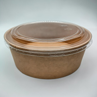 Контейнер бум круглый с прозр. крышкой ECO RCONT 1420 Pure Kraft D=150 D=155мм H=68 мм   1300мл /240