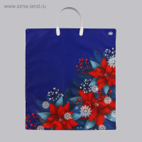 Пакет-сумка пласт ручка 440х400х0,100 Рождественский цветок ПВД /10/100