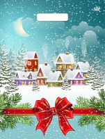 Пакет вырубная ручка 400х310х0,060 ламин Снежный город /50/500