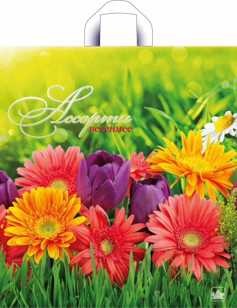 Пакет петлевая ручка 420x380x0,037 Весеннее ассорти ПНД /50/300