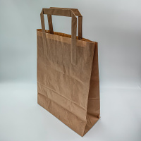 Пакет бумажный с плоскими ручками крафт 220х100х280 мм /375