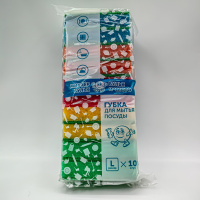 Губка д/посуды "Мистер Бульк" 10шт в уп 100*65*25/30