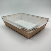 Салатник ECO OpSalad 1000 мл крафт белый внутри 220х160х55 мм прозрачная крышка / 150 шт/кор