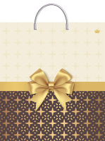 Пакет-сумка пласт ручка 360х370х0,100 Золотистый бантик ПВД /10/100