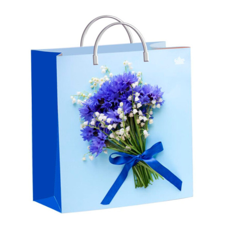 Пакет-сумка мягкая пласт ручка 260х240х0,140 Милые васильки /40