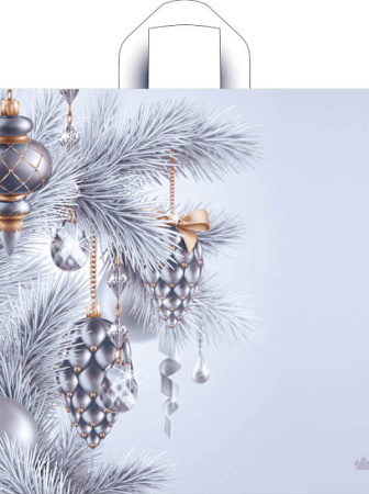 Пакет петлевая ручка 420х440х0,070 Серебряное сияние ПВД /50/300