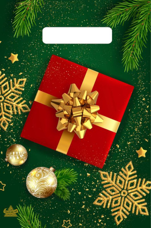 Пакет вырубная ручка 300х200х0,030 Новогодний подарок ПВД /100/3000