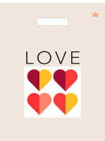 Пакет вырубная ручка 400х310х0,030 Любовь в геометрии ПВД /50/1300