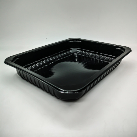 Контейнер под запайку А227-850мл (227х178х35) черный РЕ "И" Алькор / 420