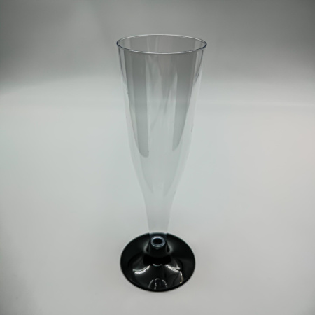 Фужер для шампанского ФЛЮТЕ 150/170мл прозрачный (низкая черная ножка) 6/450