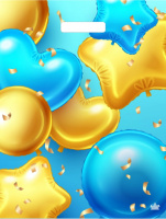 Пакет вырубная ручка 400х310х0,030 Шарики в подарок ПВД /50/1300