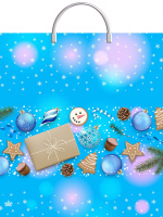 Пакет-сумка пласт ручка 440х400х0,100 Зимнее мерцание ПВД /10/100