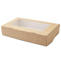 Контейнер универсальный FoodToGo с окном 1000мл картон 200х120х40 мм  50шт.в уп. / 250 шт.