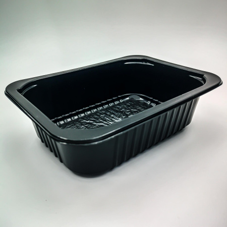 Контейнер под запайку А187-800мл (187х137х55) черный б/с РЕ с салфеткой Алькор / 616